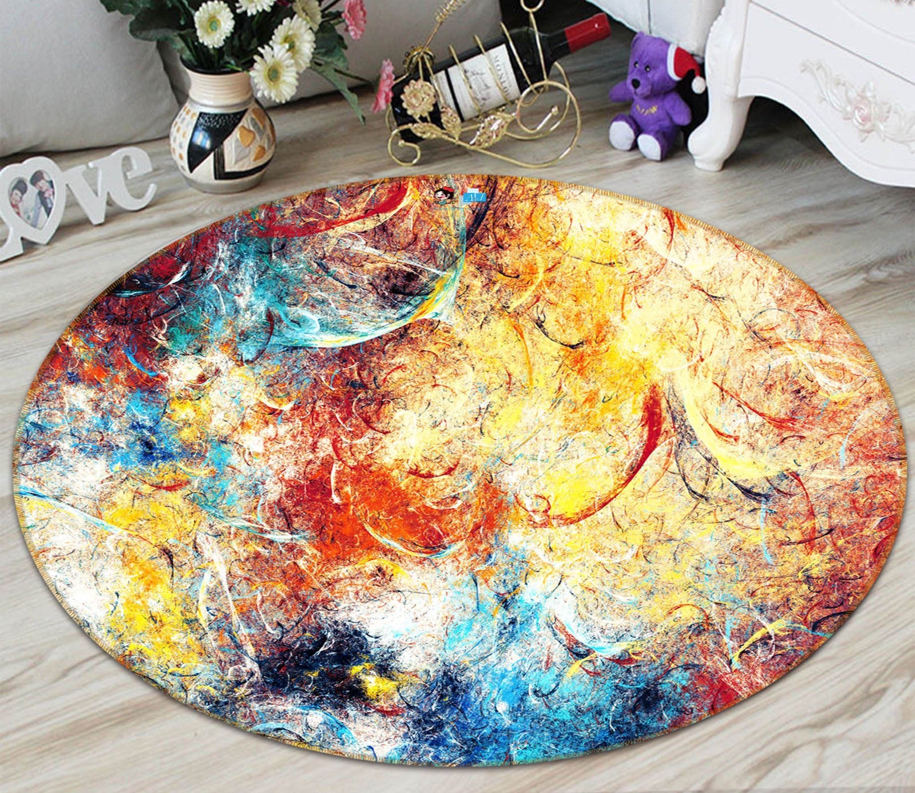 3D Color Graffiti 597 Round Non Slip Rug Mat Mat AJ Creativity Home 