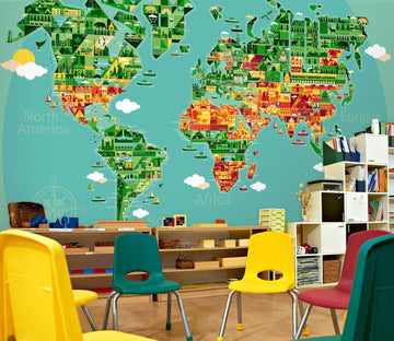 3D Abstract Art 2060 World Map Wall Murals Wallpaper AJ Wallpaper 2 