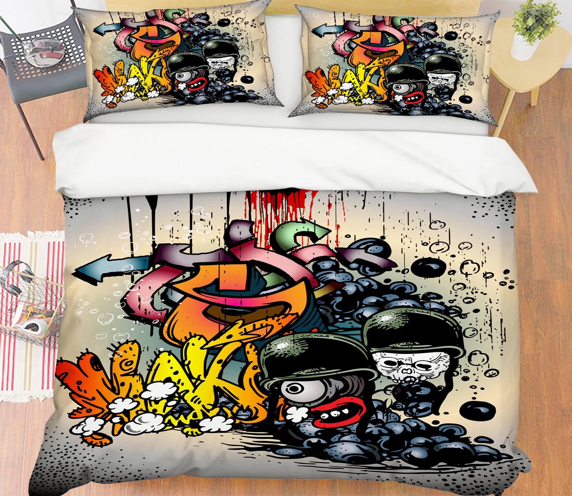 3D Letter Pattern Helmet 59053 Bed Pillowcases Quilt