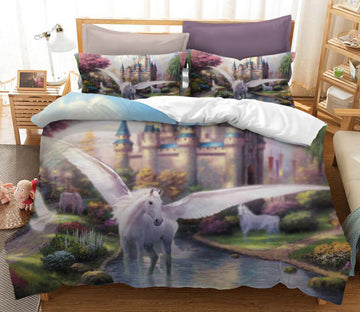 3D White Horse With Wings 1115 Bed Pillowcases Quilt