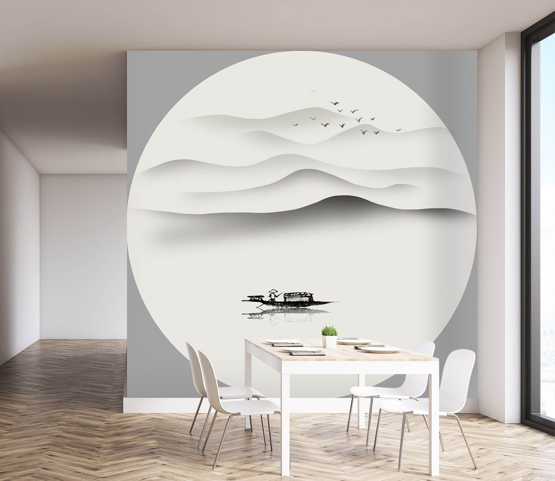 3D Landscape Boat 002 Wall Murals Wallpaper AJ Wallpaper 2 