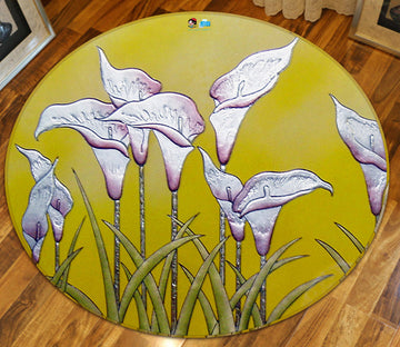 3D Flowers 74007 Round Non Slip Rug Mat