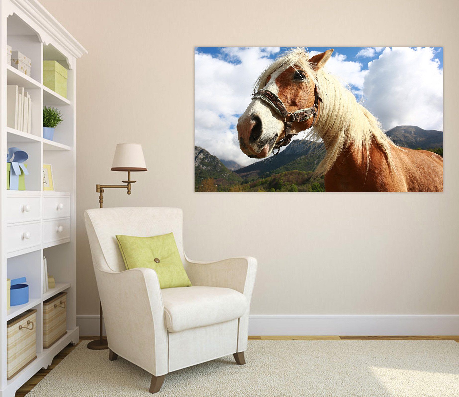 3D White Cloud Horse Head 81 Animal Wall Stickers Wallpaper AJ Wallpaper 2 