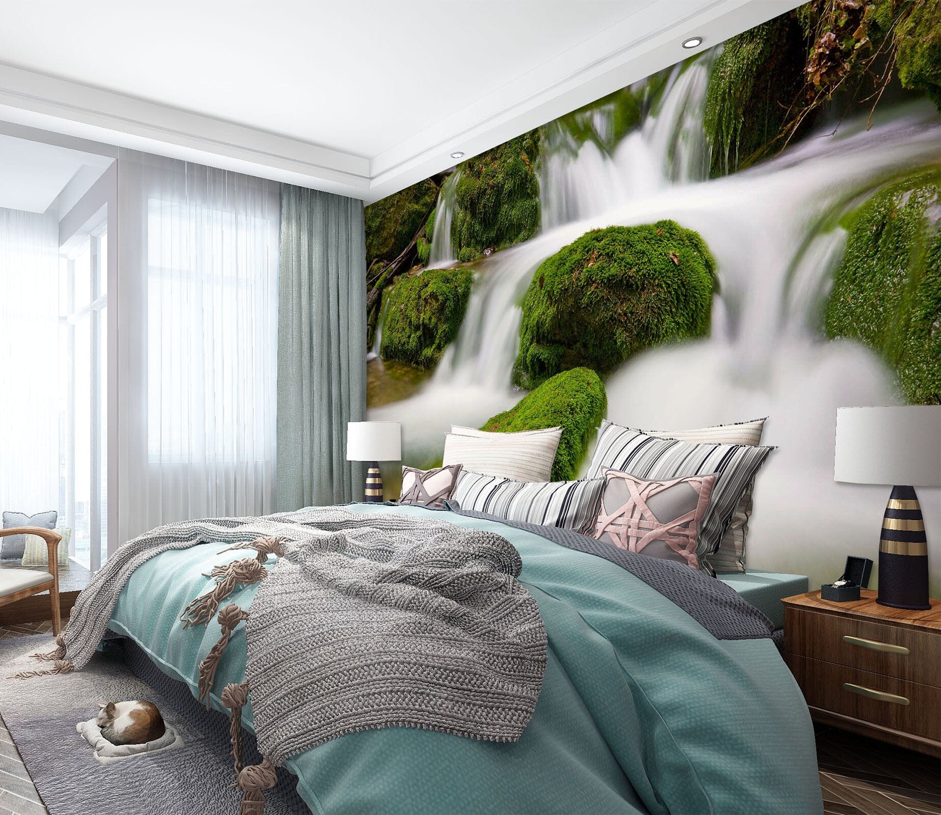 3D Waterfall Stones 1722 Wall Murals Wallpaper AJ Wallpaper 2 