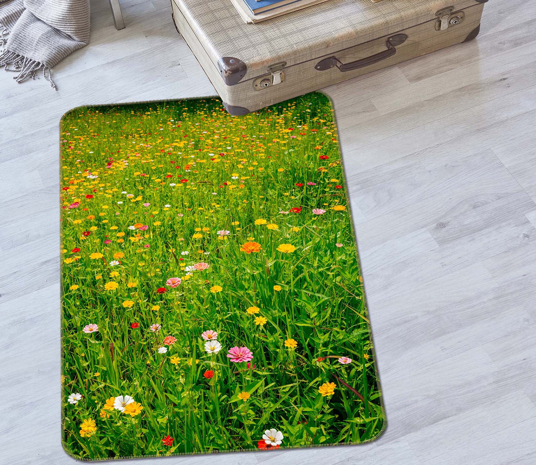 3D Flowers Grass 26111 Non Slip Rug Mat