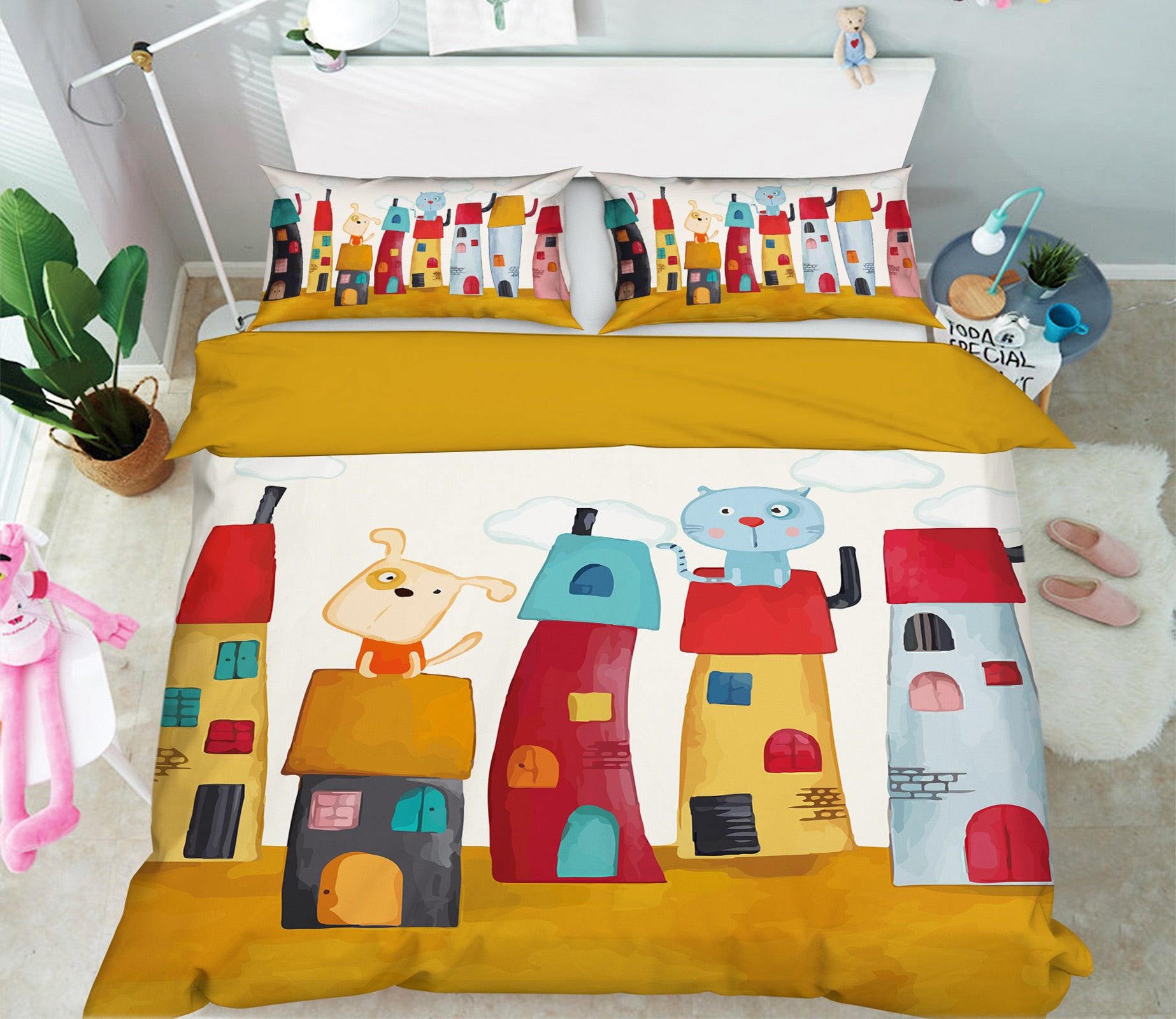 3D Cartoon House Cat 13106 Bed Pillowcases Quilt