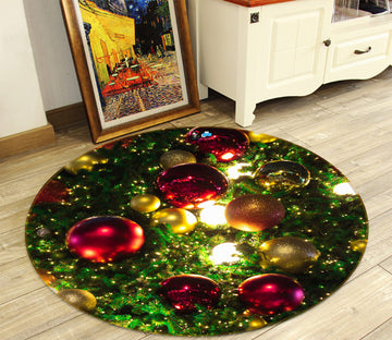 3D Red Ball 54060 Christmas Round Non Slip Rug Mat Xmas