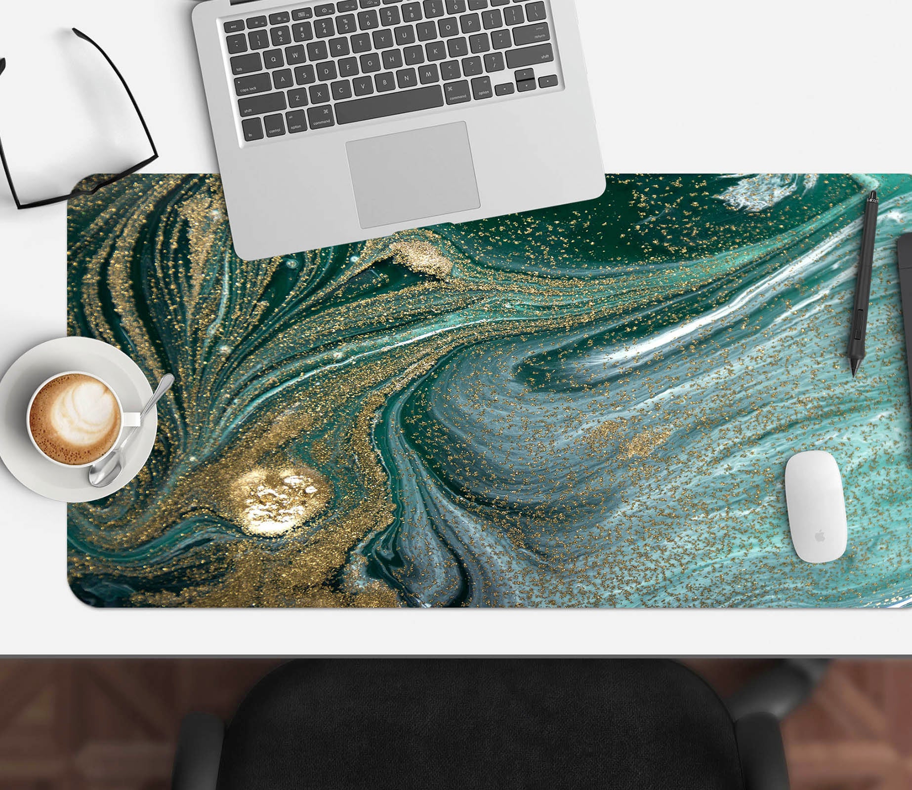 3D Dark Green Pattern 18017 Desk Mat