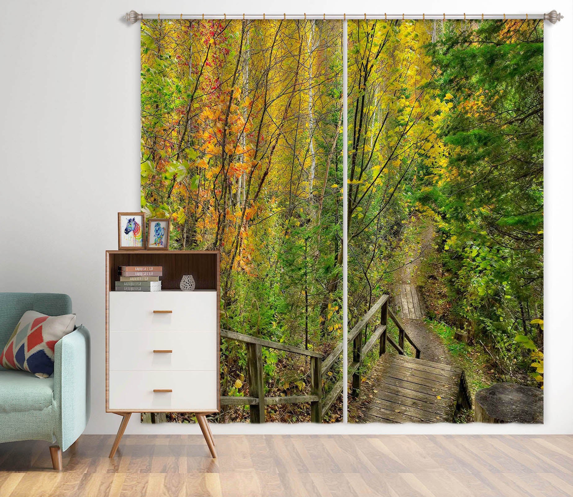 3D Forest Staircase 61218 Kathy Barefield Curtain Curtains Drapes