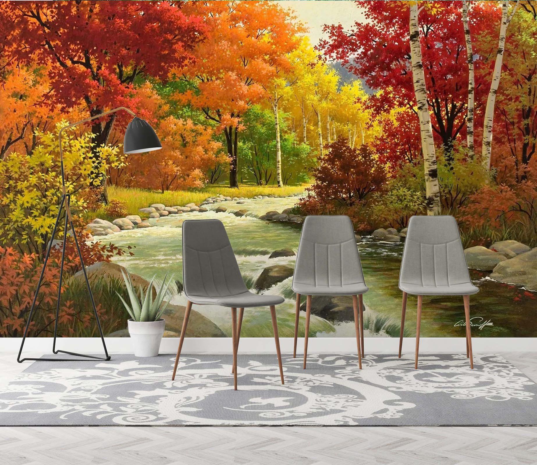 3D Autumn Landscape 024 Wall Murals Wallpaper AJ Wallpaper 2 