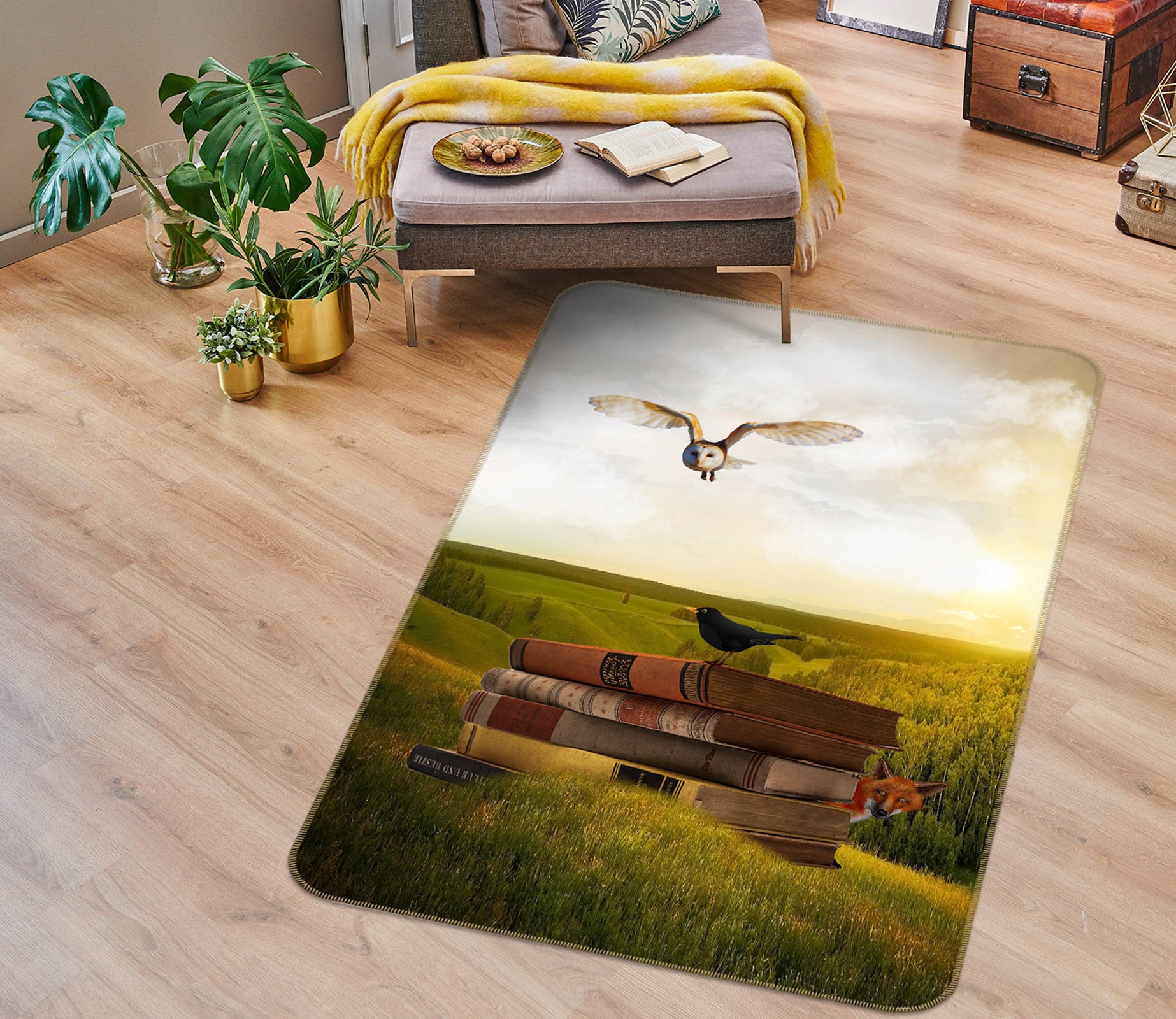 3D Owl Book 36210 Non Slip Rug Mat