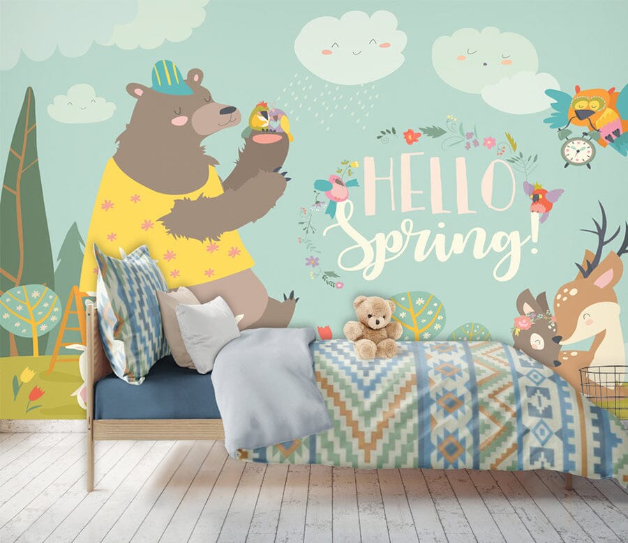 3D Happy Bear WC006 Wall Murals Wallpaper AJ Wallpaper 2 
