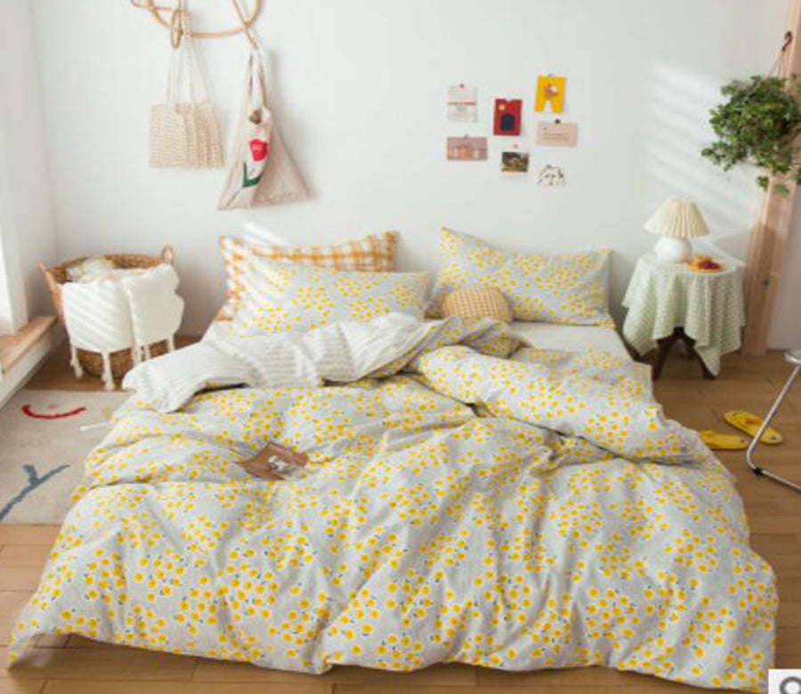 3D Light Yellow Floral 15099 Bed Pillowcases Quilt
