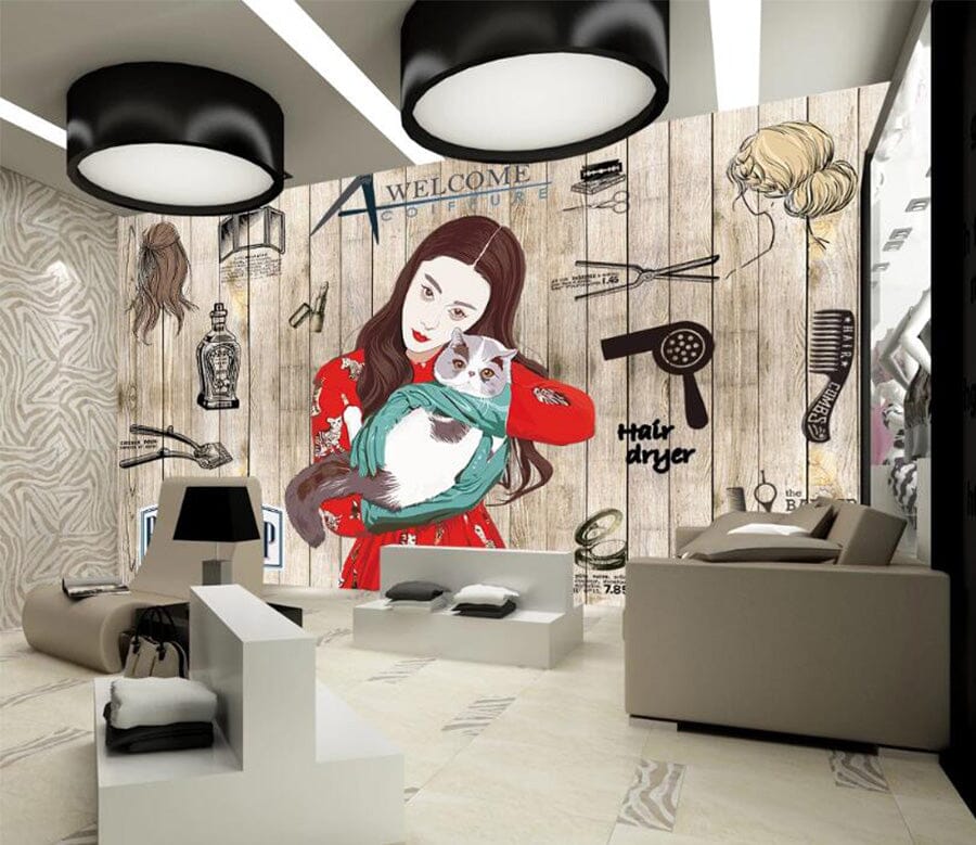 3D Girl Cat 1532 Wall Murals Wallpaper AJ Wallpaper 2 