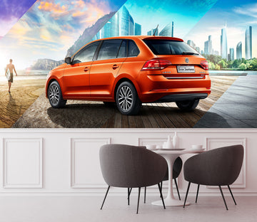 3D Beach Car Building 074 Vehicle Wall Murals