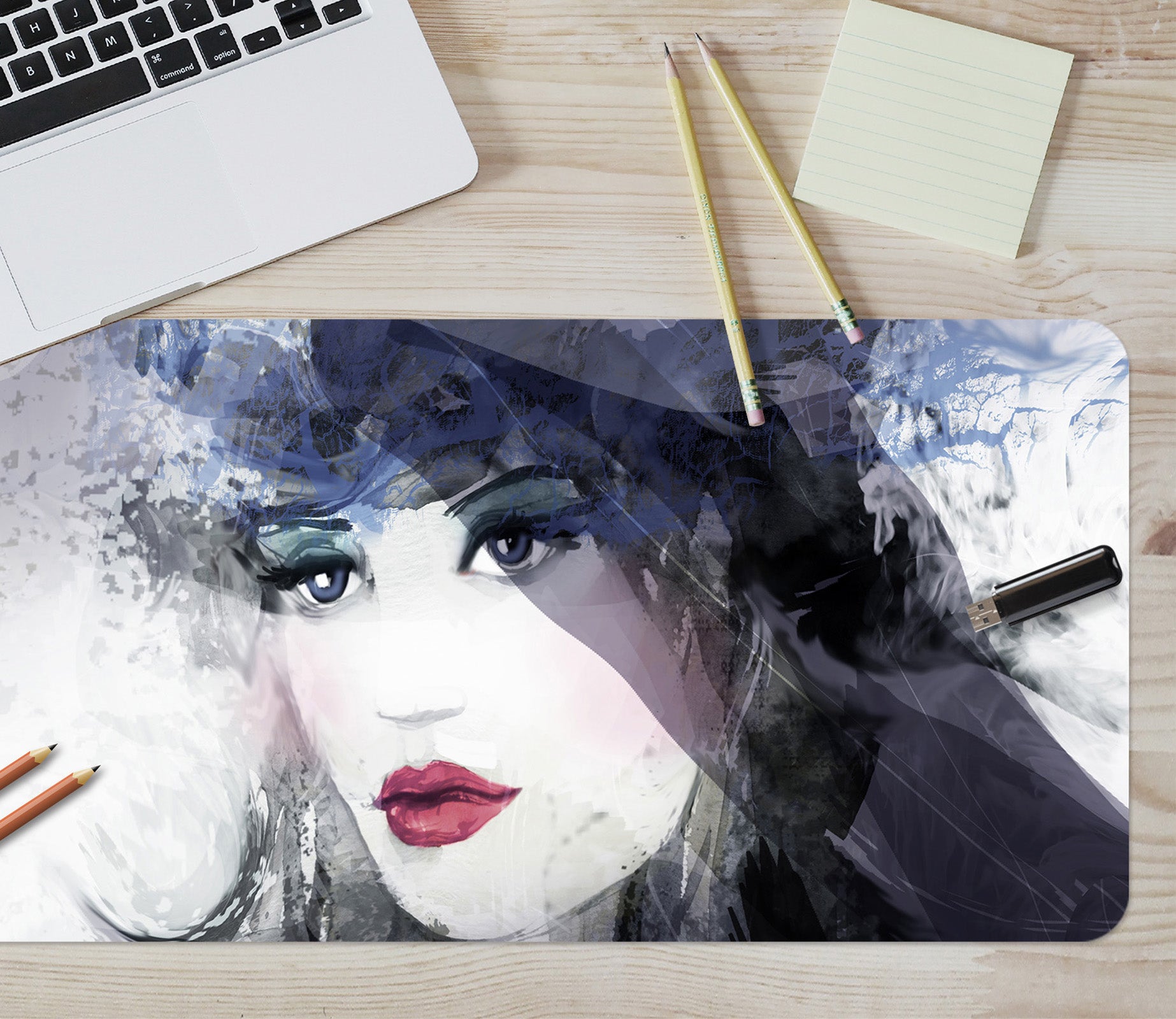 3D Brunette Female 17104 Desk Mat