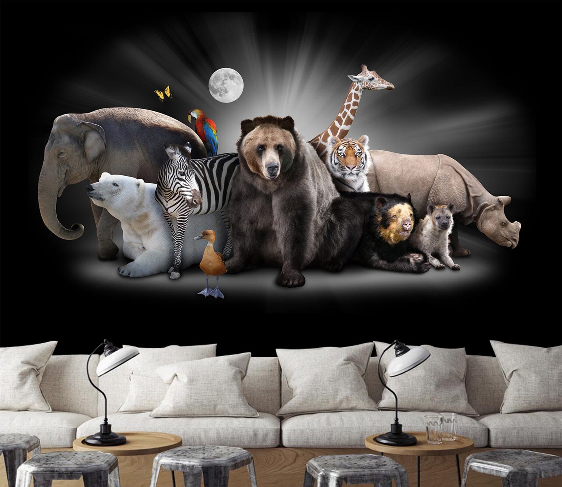 3D Bear Zebra Giraffe 281 Wall Murals Wallpaper AJ Wallpaper 2 
