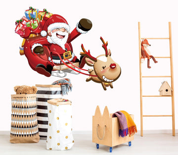 3D Sleigh Gift Deer 38 Wall Stickers Wallpaper AJ Wallpaper 