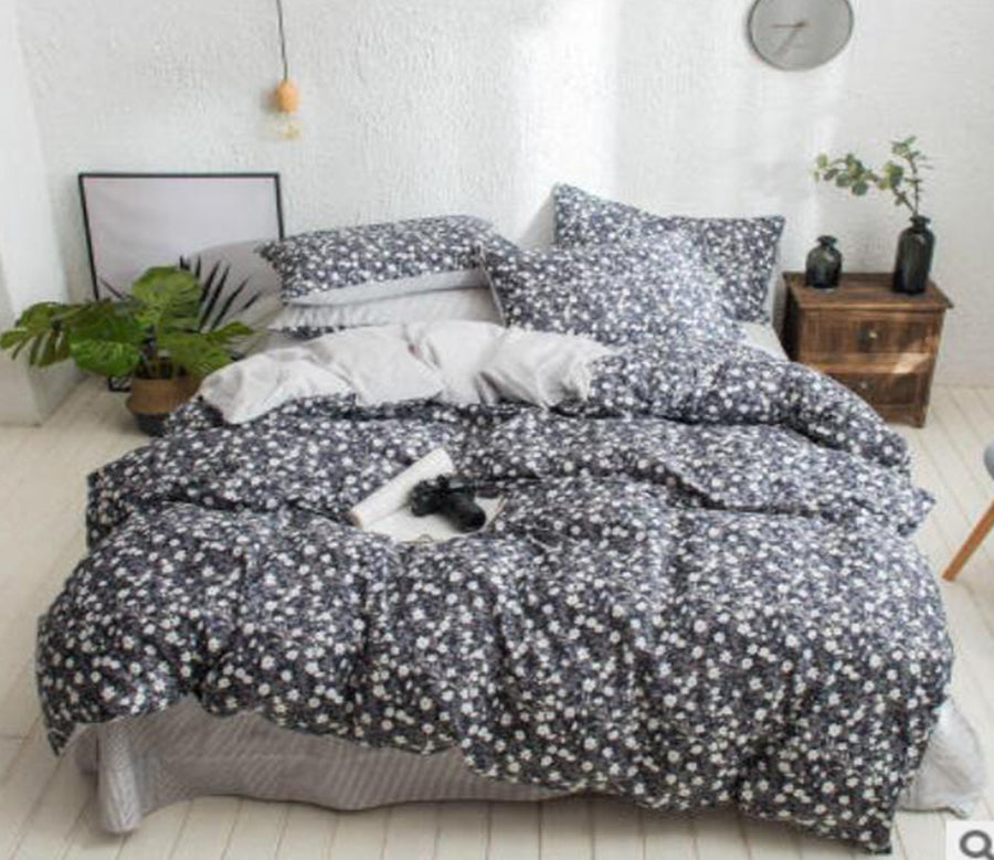 3D Black Floral 17090 Bed Pillowcases Quilt