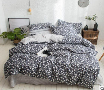 3D Black Floral 17090 Bed Pillowcases Quilt