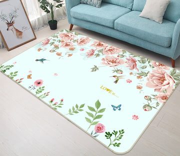 3D Pink Flowers 65130 Non Slip Rug Mat