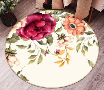 3D Flowers 81084 Round Non Slip Rug Mat
