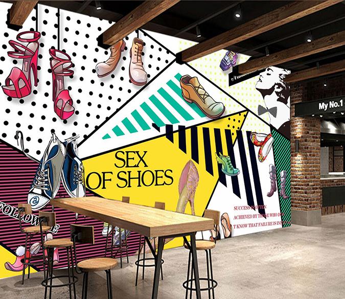 3D Shoe Store Doodle 688 Wall Murals Wallpaper AJ Wallpaper 2 