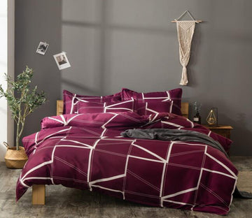 3D Dark Red Lines 13060 Bed Pillowcases Quilt