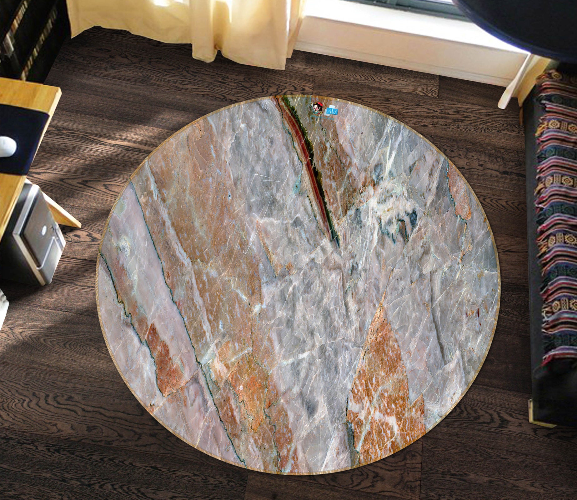3D Marble 71163 Round Non Slip Rug Mat