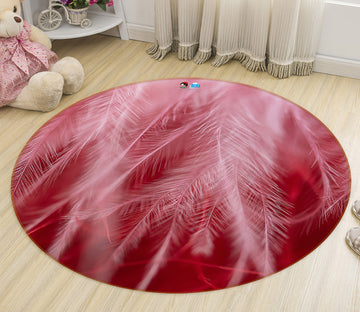 3D Red Feather 81200 Round Non Slip Rug Mat