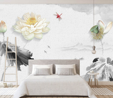 3D Lotus Bloom 1472 Wall Murals