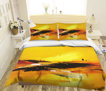 3D Yellow Painting 081 Bed Pillowcases Quilt