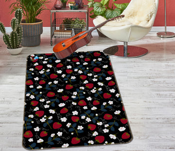 3D Floral Strawberry Pattern 107146 Kashmira Jayaprakash Rug Non Slip Rug Mat
