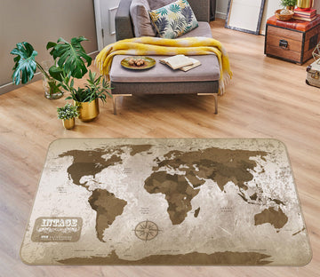 3D Abstract Stone 240 World Map Non Slip Rug Mat