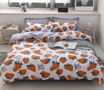 3D Strawberry 13119 Bed Pillowcases Quilt