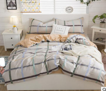 3D Green Line Grid 18140 Bed Pillowcases Quilt