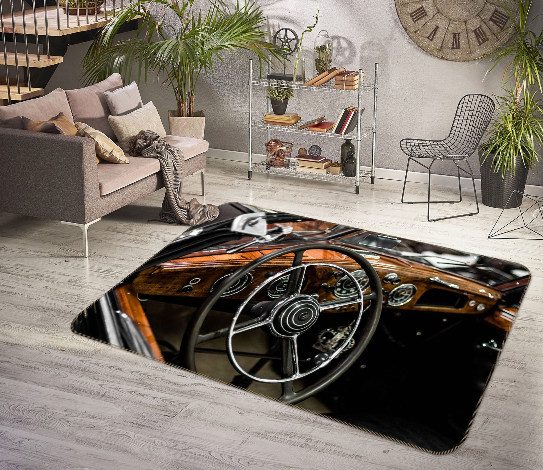 3D Car Steering Wheel 42050 Vehicle Non Slip Rug Mat