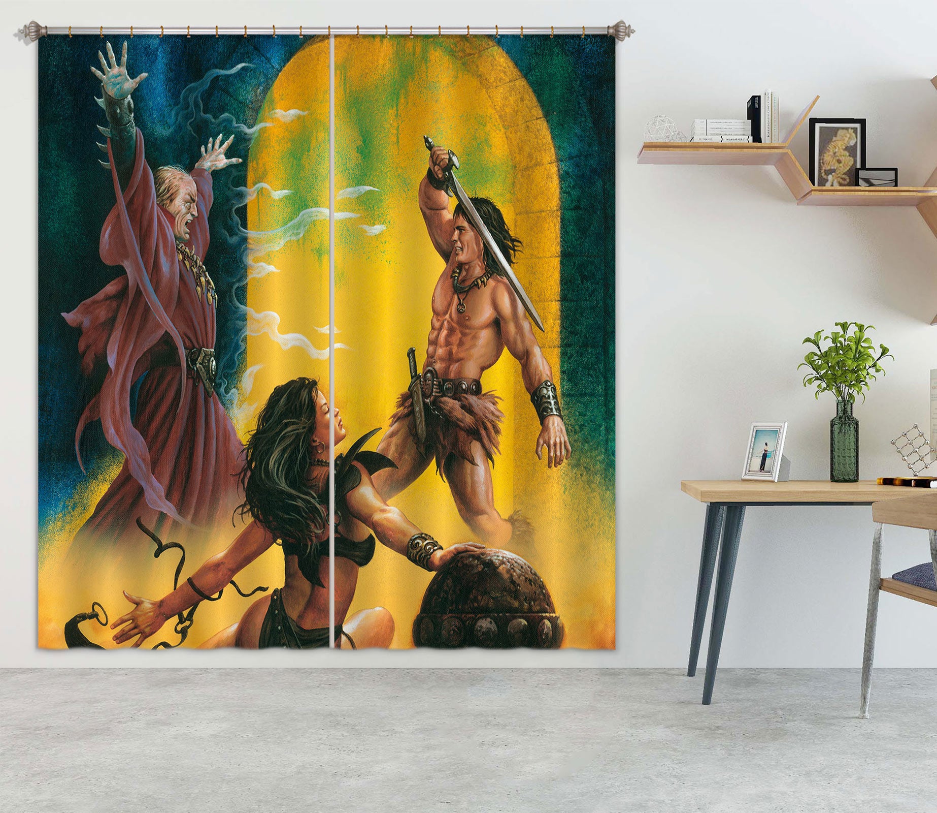 3D Arch Warrior 7180 Ciruelo Curtain Curtains Drapes