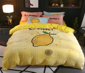 3D Cartoon Lemon 17029 Bed Pillowcases Quilt