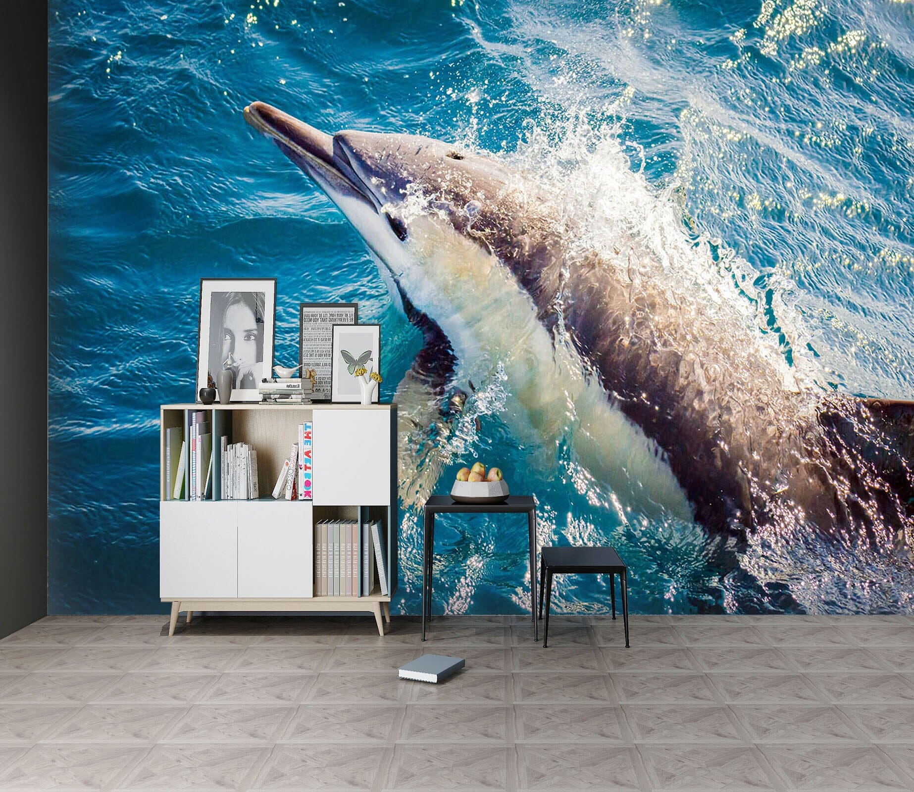 3D Dolphin Waves 226 Wall Murals Wallpaper AJ Wallpaper 2 