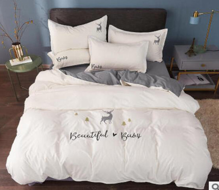 3D White Deer 50042 Bed Pillowcases Quilt
