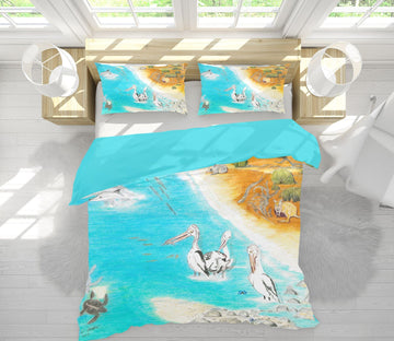 3D Beach Crane 034 Michael Sewell Bedding Bed Pillowcases Quilt Quiet Covers AJ Creativity Home 