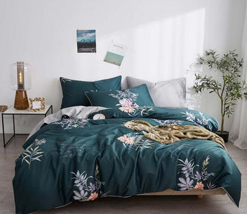 3D Dark Green 7040 Bed Pillowcases Quilt