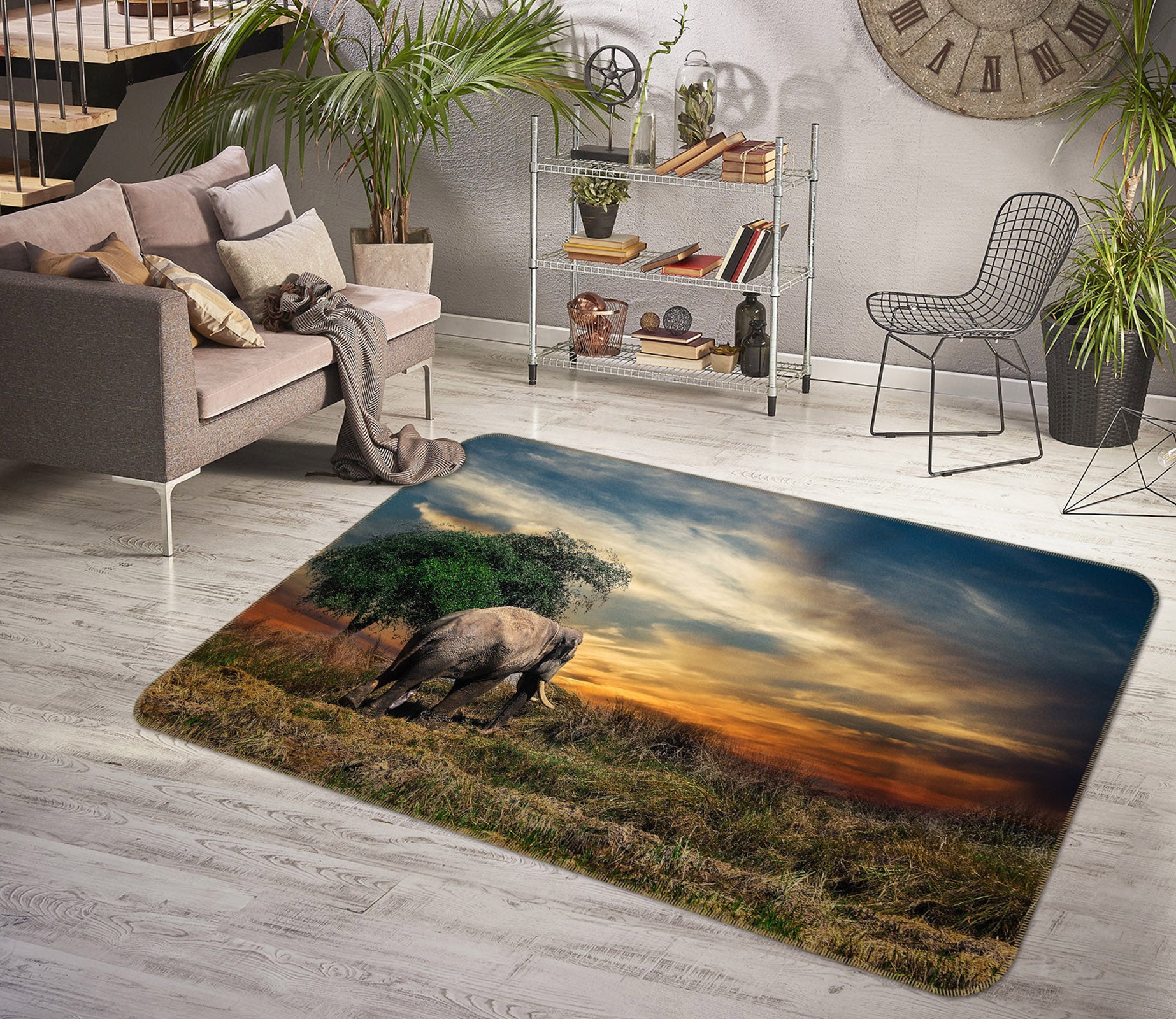 3D Elephant 36125 Non Slip Rug Mat