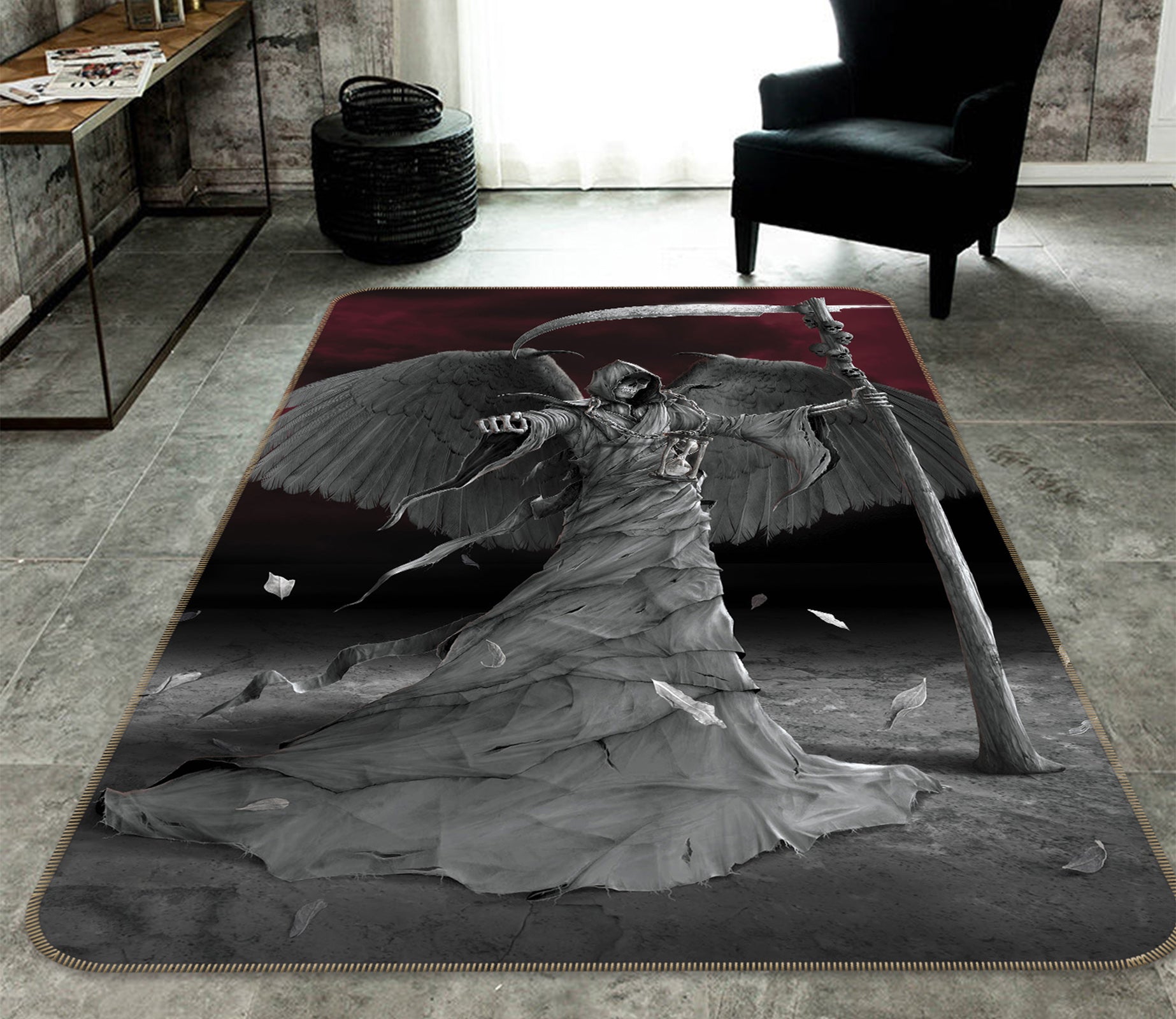 3D Grey Death 84266 Vincent Hie Rug Non Slip Rug Mat