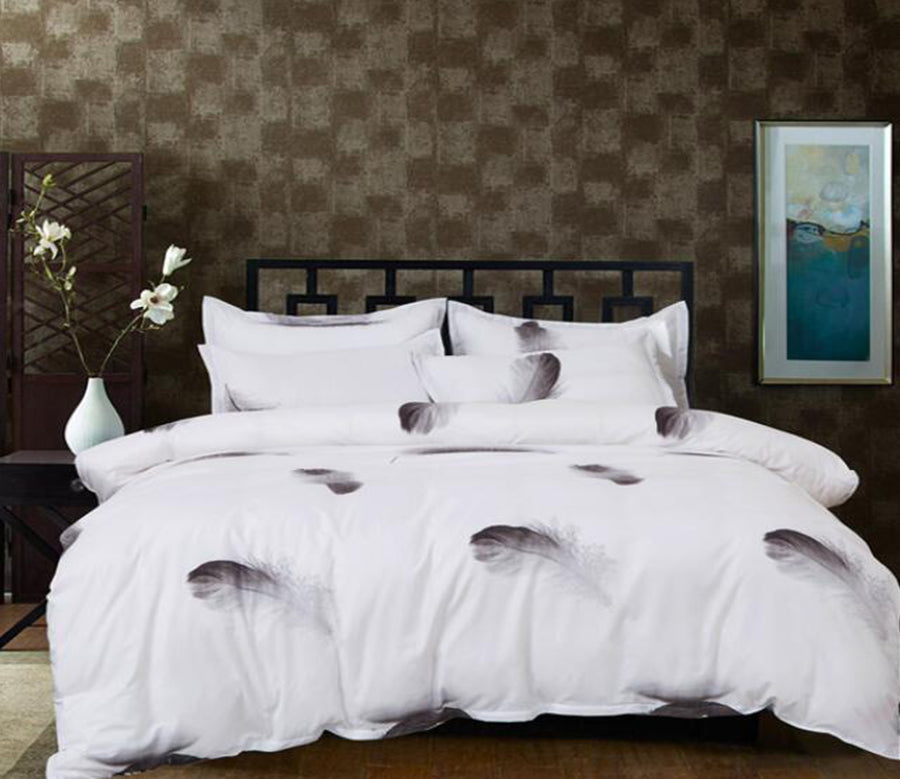 3D Black Feather 2095 Bed Pillowcases Quilt