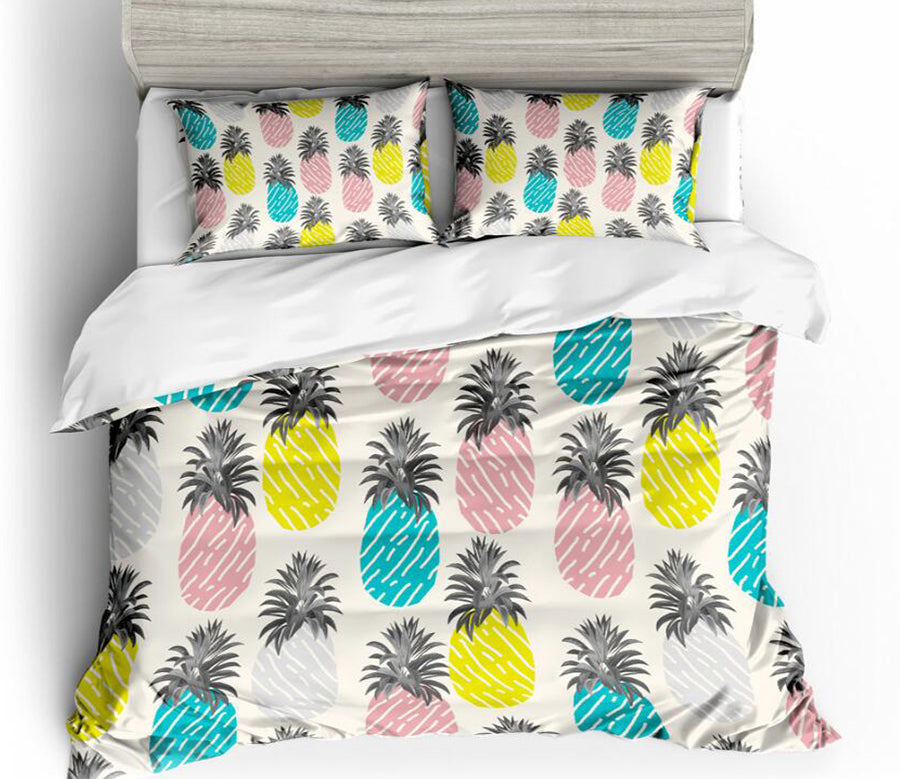 3D Color Twill Pineapple 6047 Bed Pillowcases Quilt