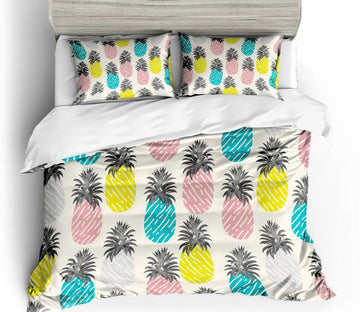 3D Color Twill Pineapple 6047 Bed Pillowcases Quilt