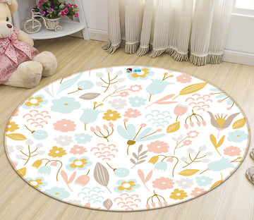 3D Flower Pattern 64048 Round Non Slip Rug Mat