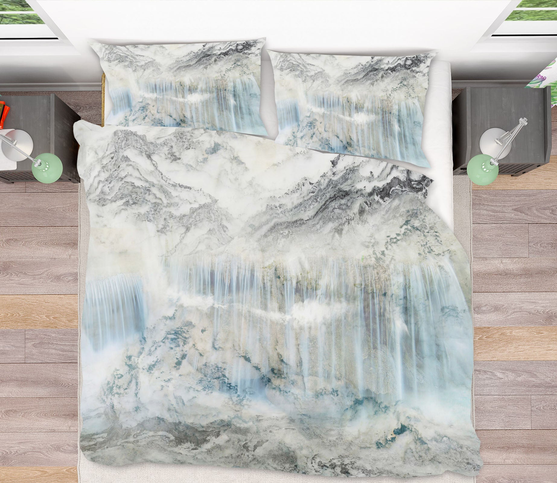 3D Waterfall Mountain River Painting 15196 Bed Pillowcases Quilt